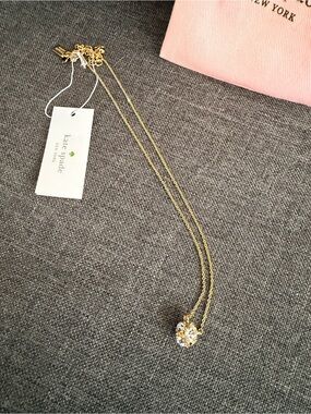 NWT Kate Spade Gold-tone Crystal Clover Pendant Necklace